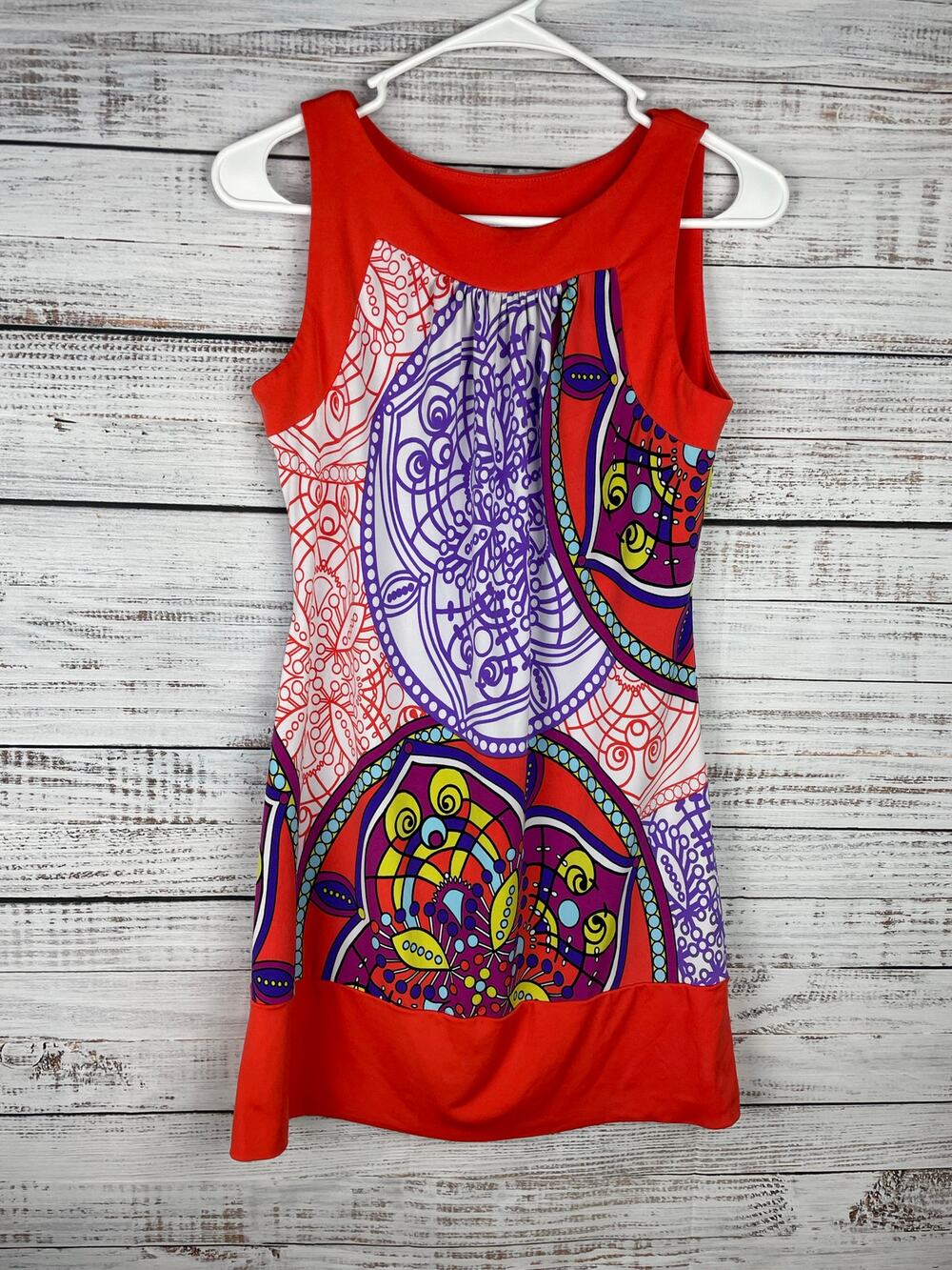 Y2K Mini Dress Colorful Small Stretch Patchwork 2000 Retro Art to Wear Hippie